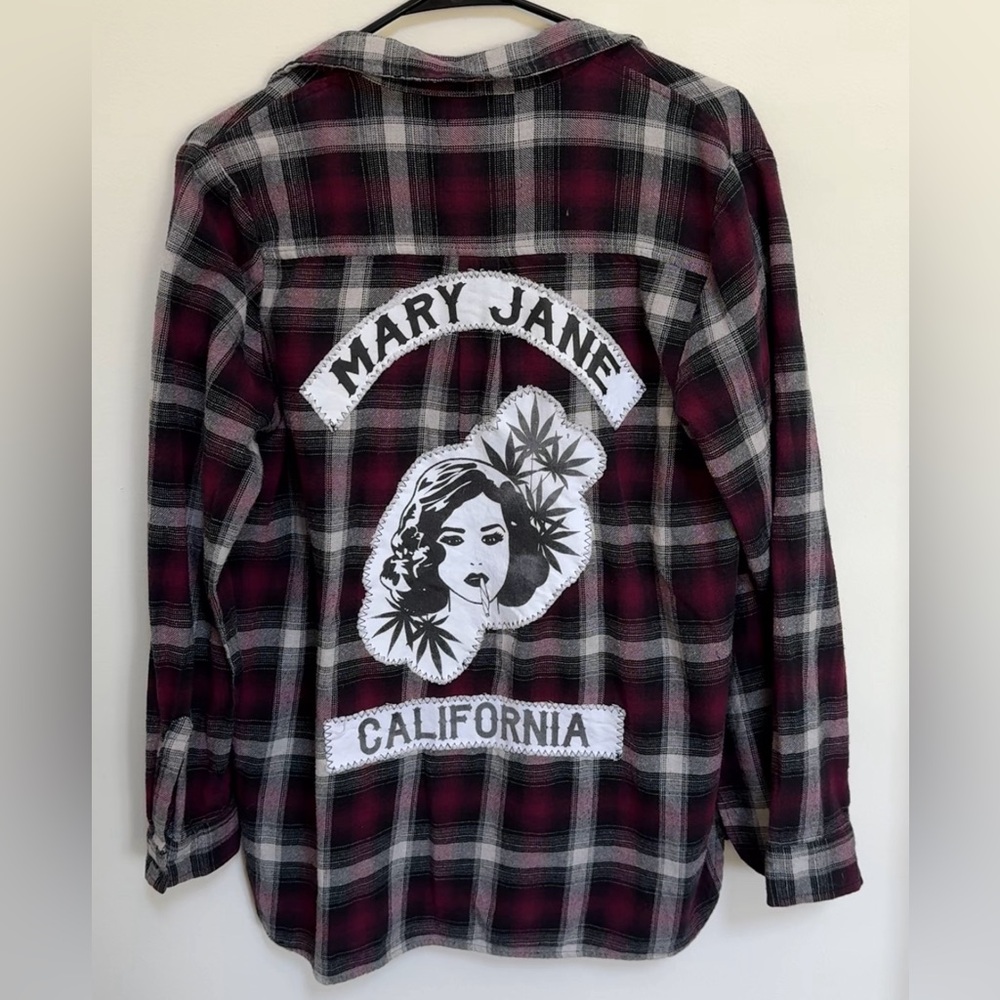 Burgundy and Black “Mary Jane” Womens Flannel